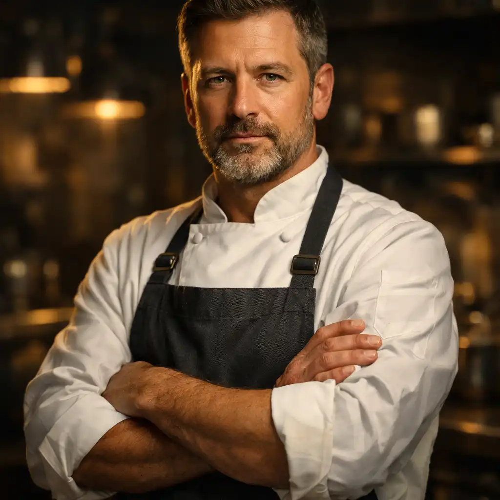 Portrait of Head Chef Marama Ellison in a professional kitchen